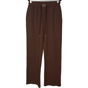 COMFRT Waffle Lounge Pants, Rich Brown, Draw String, Straight Leg, Size Small